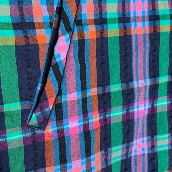 Anne Klein Plaid Chino Shorts Size 4 Navy Pink Preppy Summer Casual - Picture 5 of 6